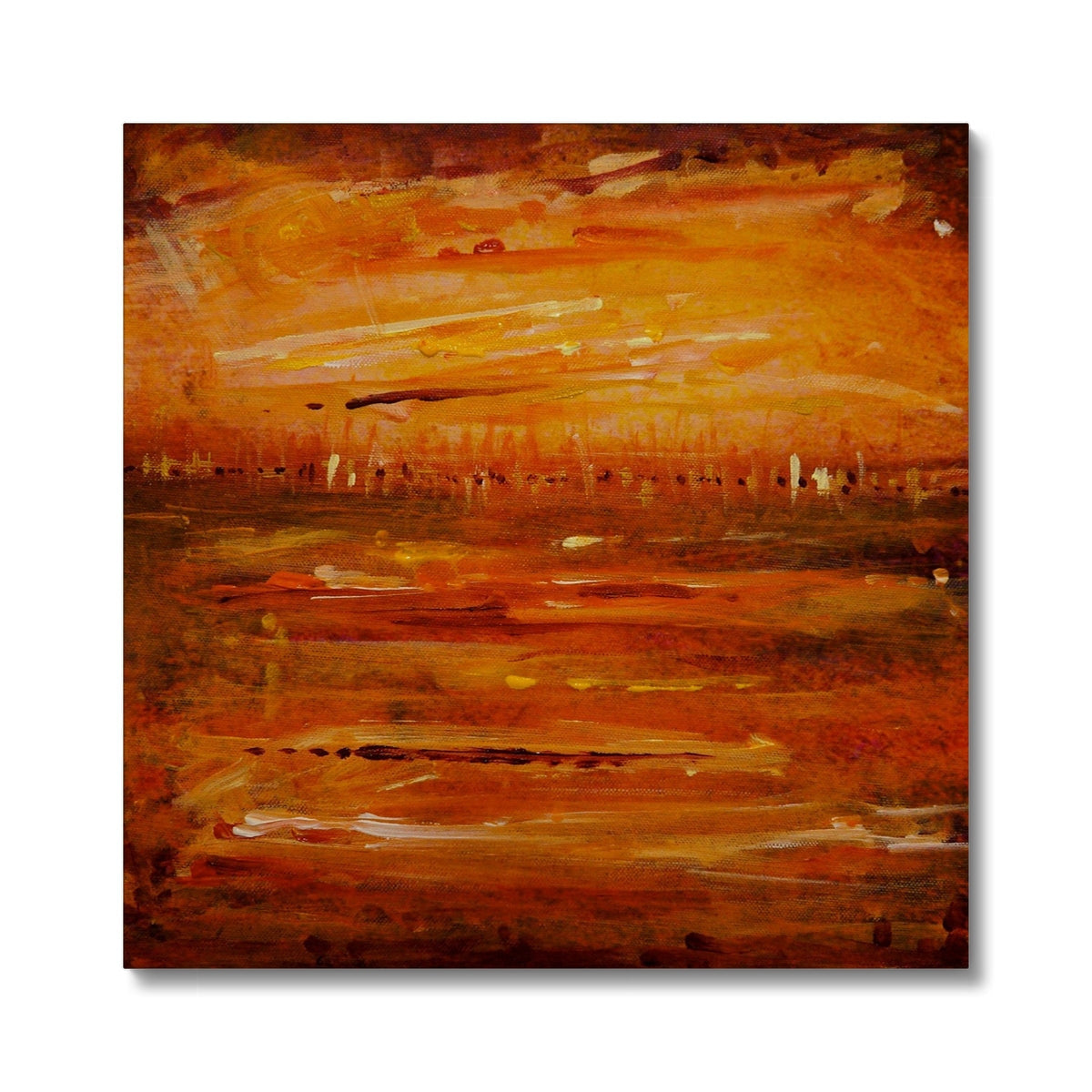Summer Horizon II canvas print with abstract warm orange, yellow, brown strokes
