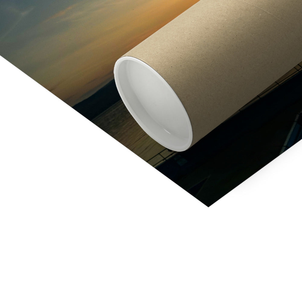 Beige cardboard tube with white lining for Summer Solstice Sunset print