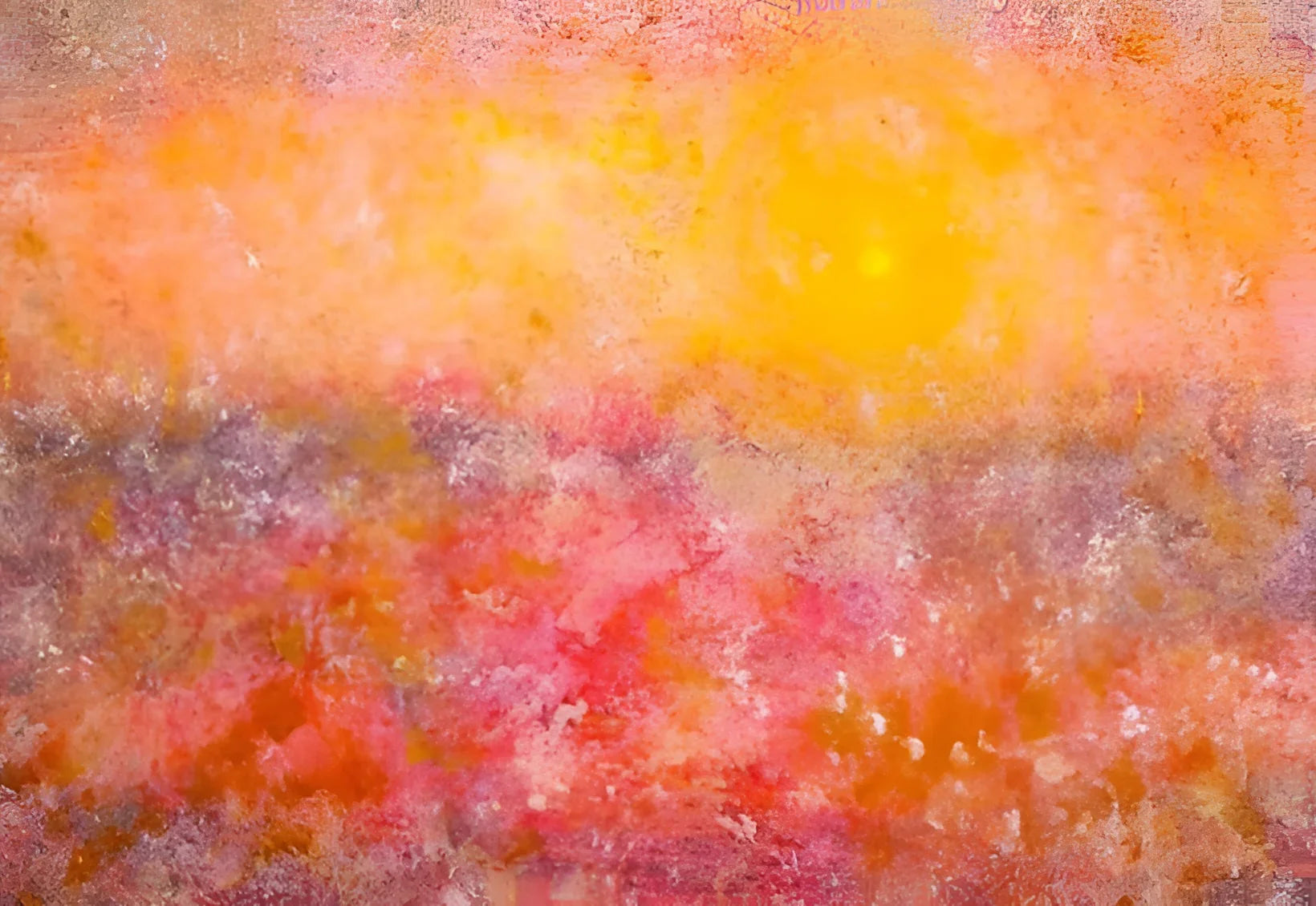 Abstract colorful painting displayed in Sunrise Mist Horizon Original Painting artwork