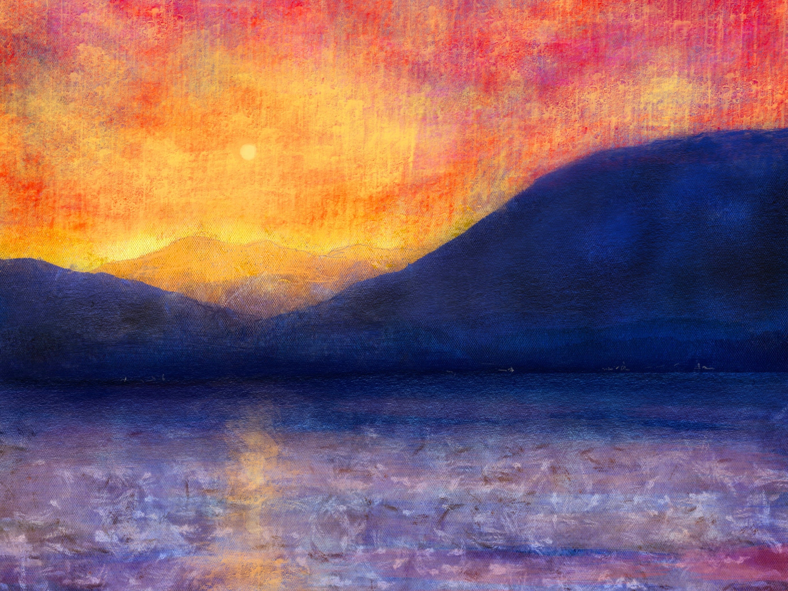 Impressionistic Sunset Landscape from Sunset Approaching Mull Original Painting