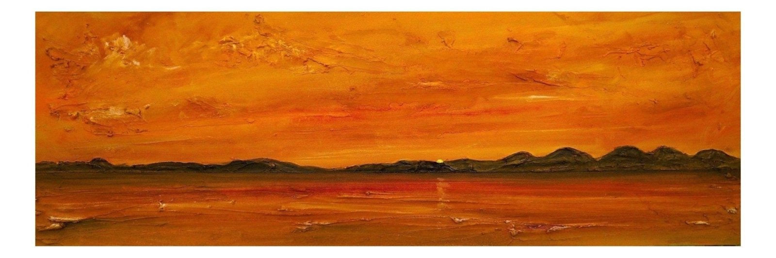 Impasto sunset landscape painting from Sunset Over Jura & Gigha Panoramic Prints