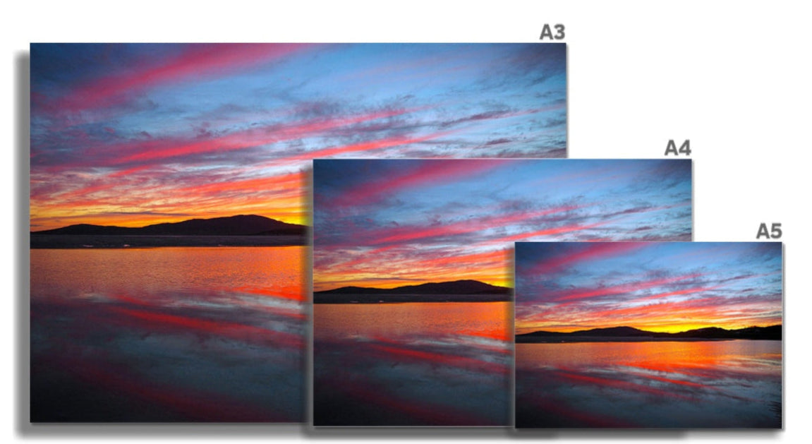 Sunset over Luskentyre Beach canvas prints in three sizes