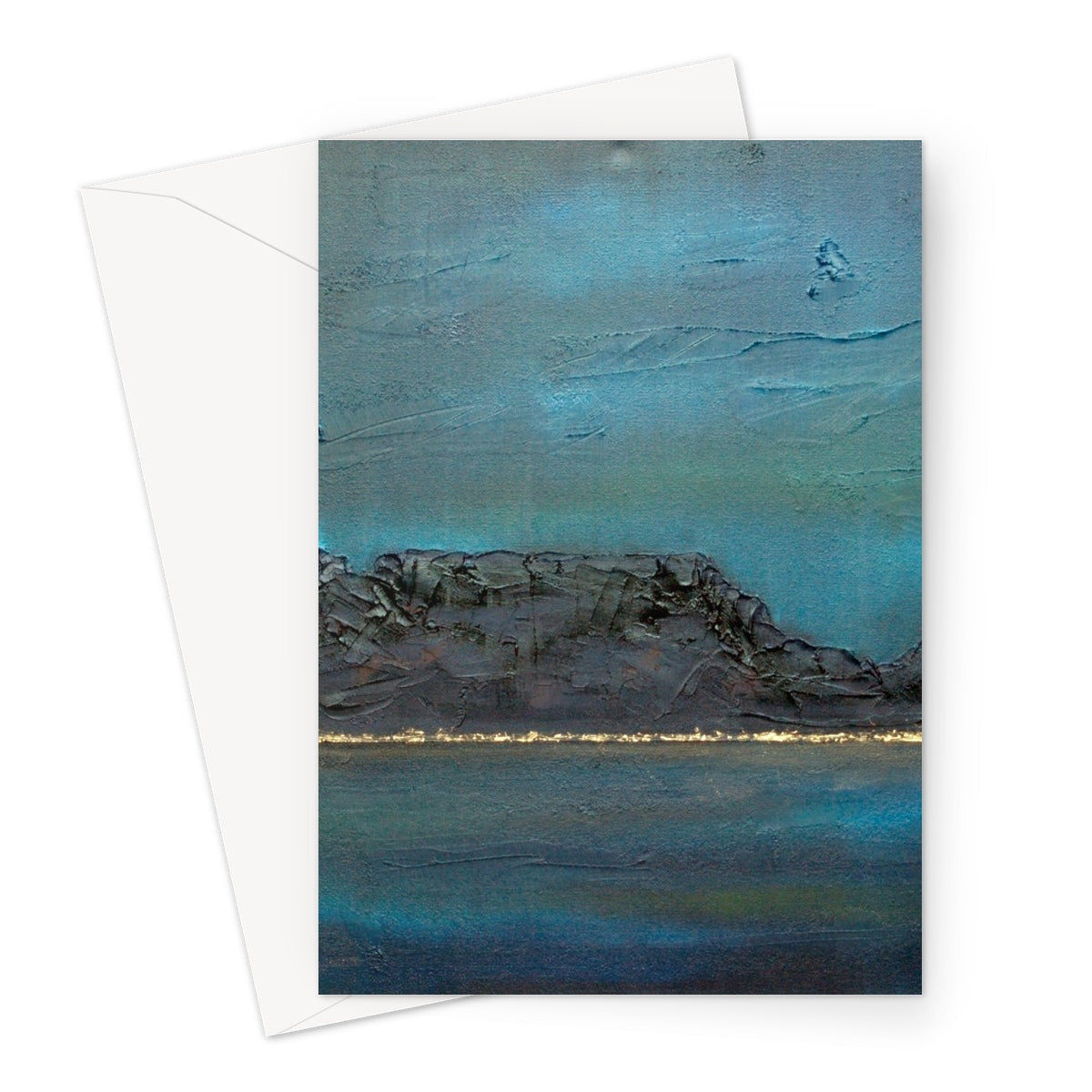 Blue and gray textured Table Mountain South Africa greeting card