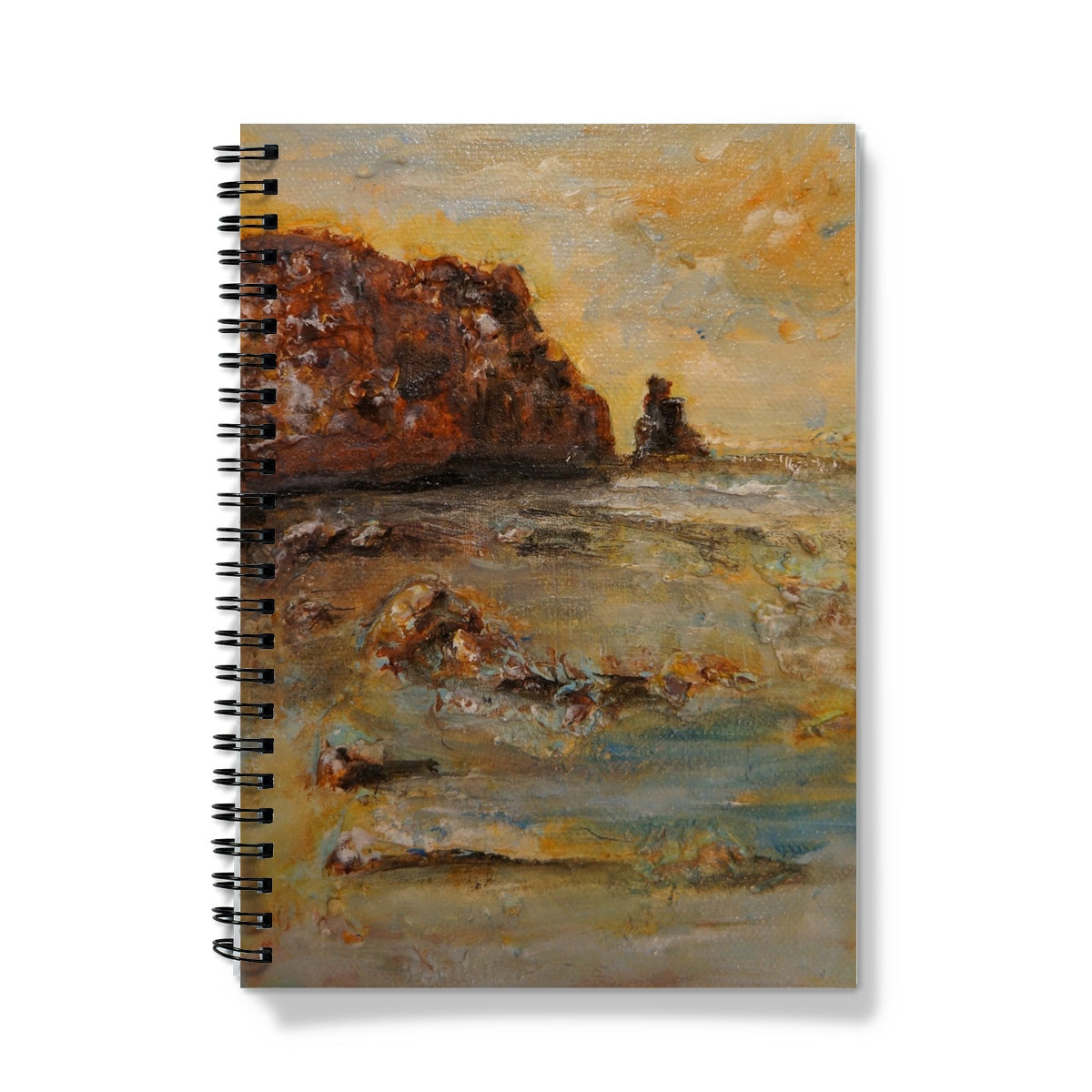 Talisker Bay spiral notebook with impressionistic coastal cliffs painting