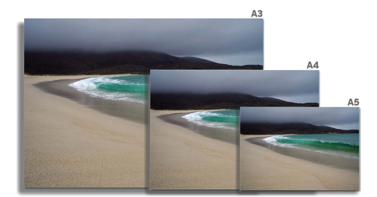 Tangasdale Beach fine art prints: A3, A4, A5 coastal turquoise waves scene