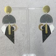 Gold-toned and black geometric Teide Carnival drop earrings by Lindsay Mcdowall Jewellery