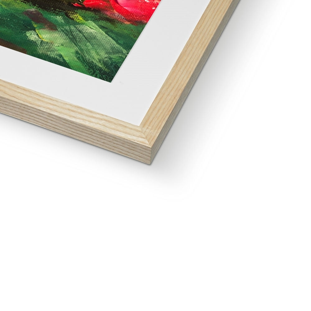 Wooden frame with red and green floral artwork from The Thistle & The Bee Art Prints