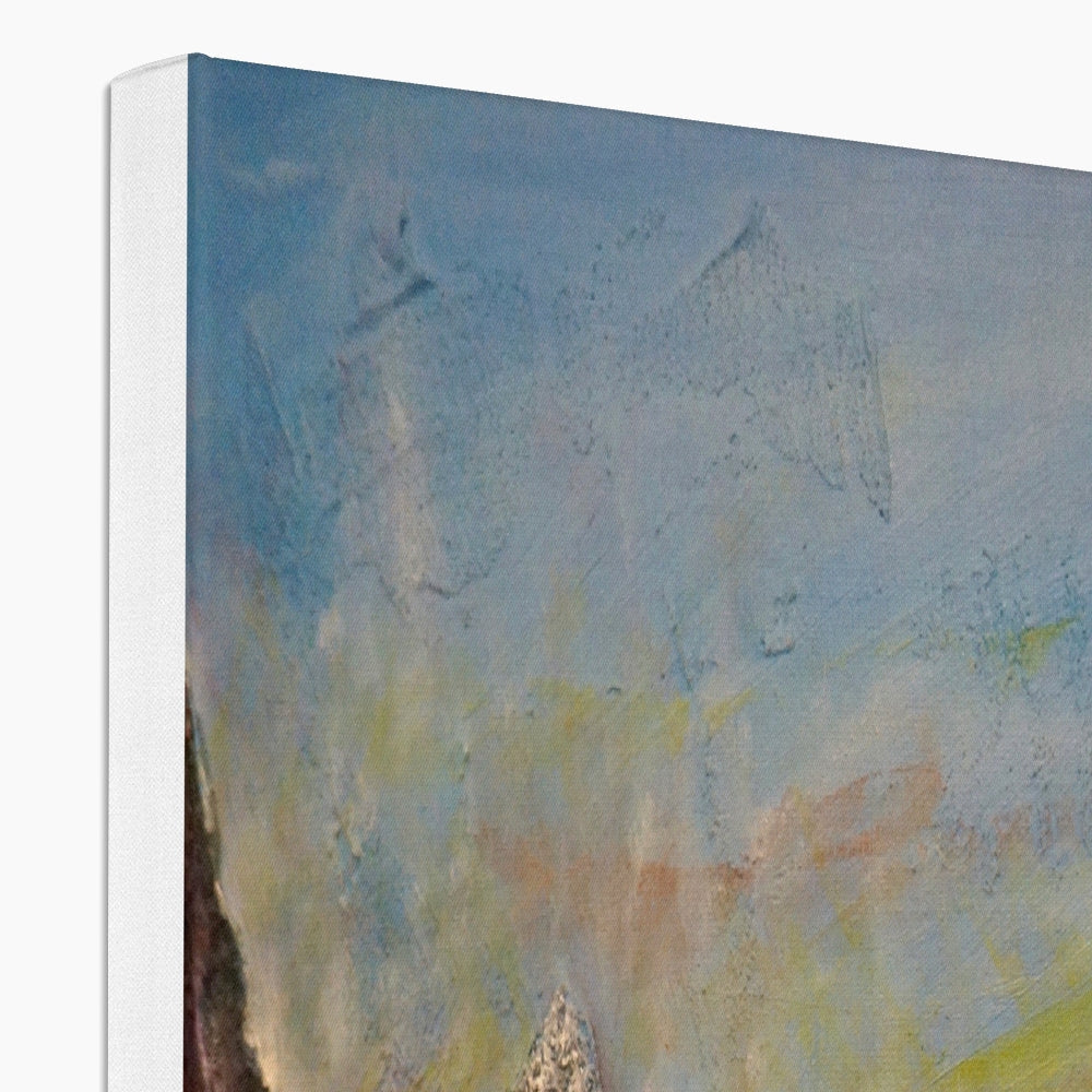 Three Sisters Glencoe abstract canvas print in blue yellow hues