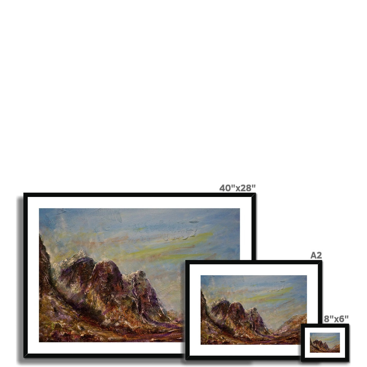 Three Sisters Glencoe 40x28-inch black-framed mountain print