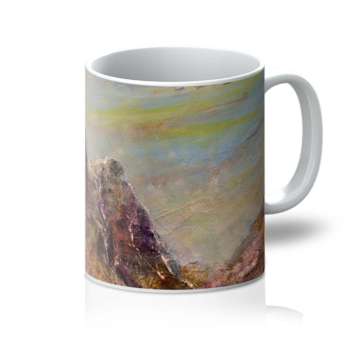 Three Sisters Glencoe ceramic mug with abstract mountain design