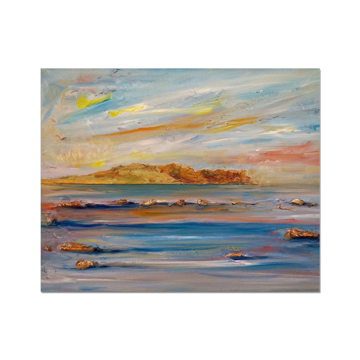 Tiree Dawn abstract beach wall art print in pastel hues