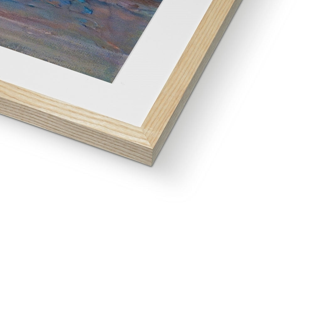 Tiree Dawn abstract painting in wooden frame with white mat