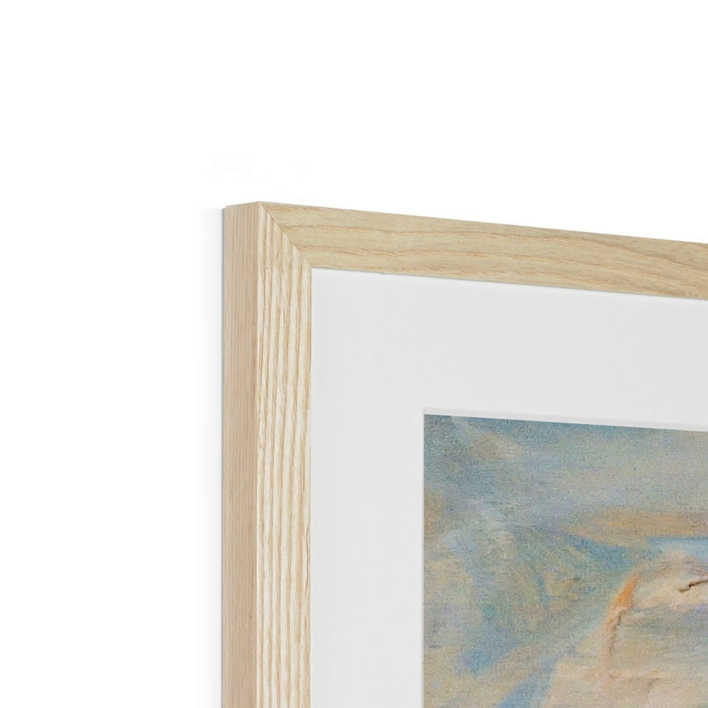 Tiree Dawn abstract art print in light wood frame with white mat