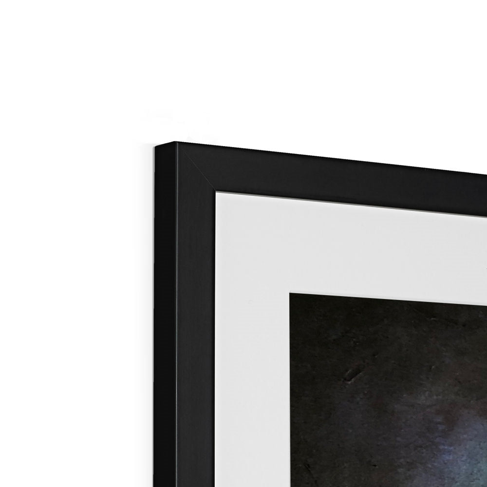 Black matte frame with white mat and Toronto Last Light abstract print