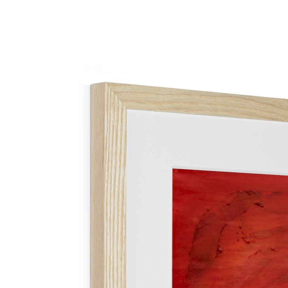 Toronto Sunset Art Prints: Light Wood Frame with Red Abstract Painting