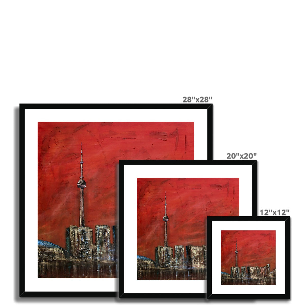 Red CN Tower Toronto Sunset Framed Art Print