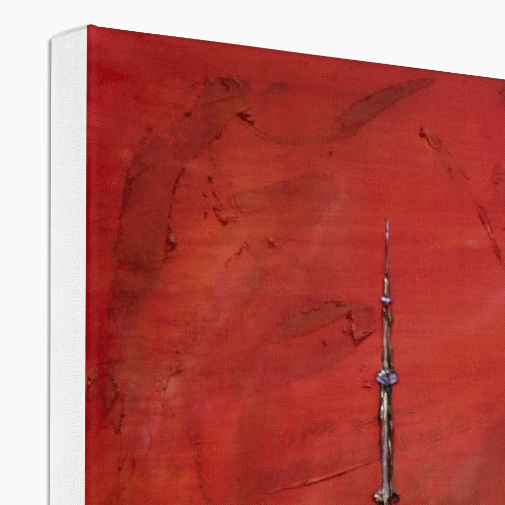 Red abstract painting with metallic candelabra on Toronto Sunset canvas print