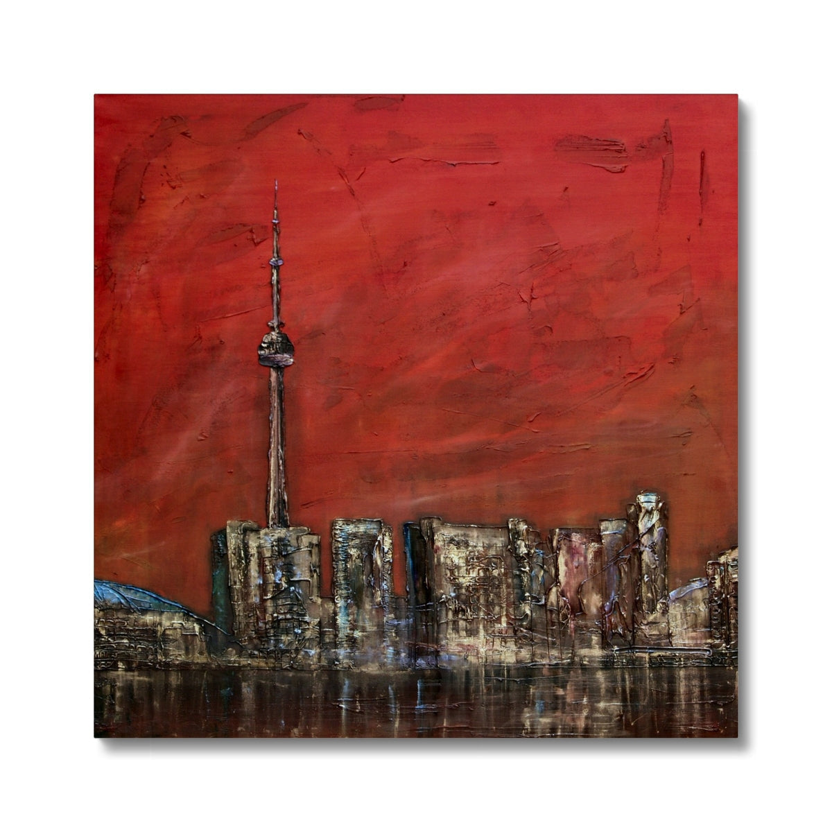 Red CN Tower in Toronto Sunset Canvas Art Print