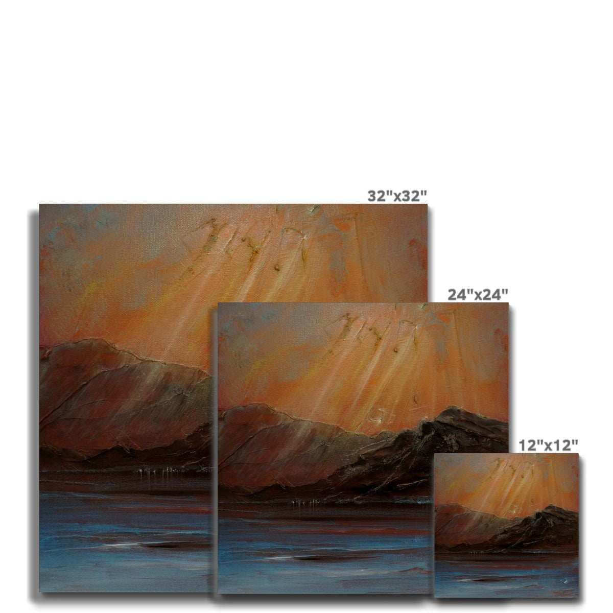 32x32 inch Torridon iii canvas print of orange-blue mountain landscape
