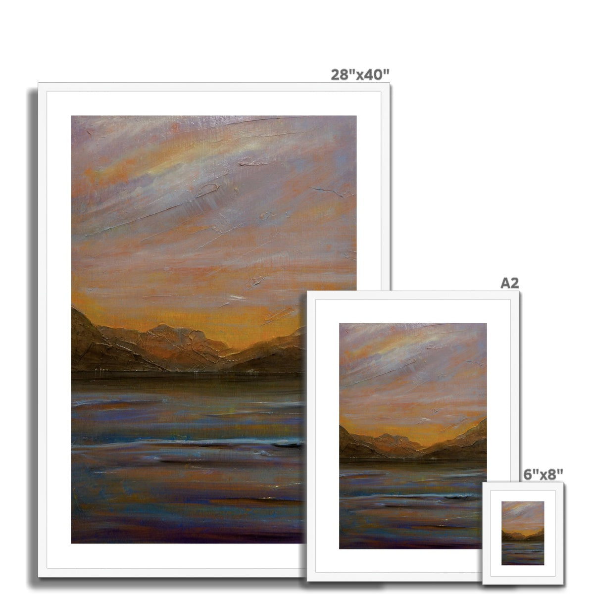 Towards Loch Long framed abstract sunset landscape print in 3 sizes