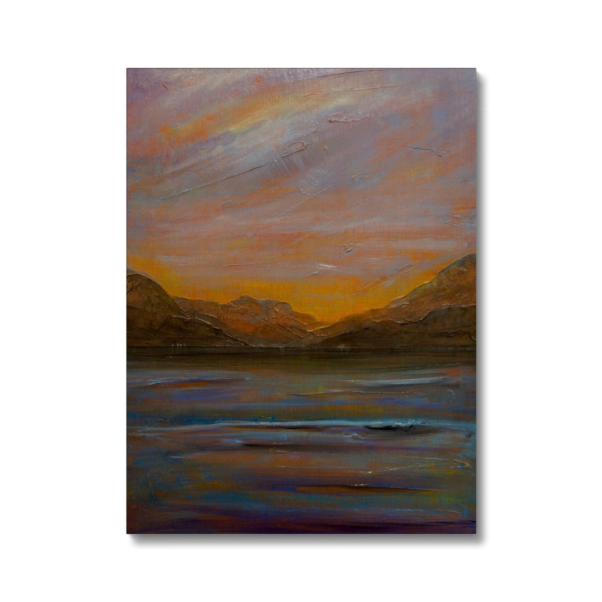 Serene sunset over mountains and water in Towards Loch Long canvas painting