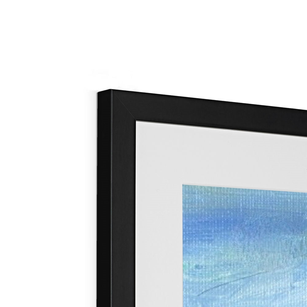Tower Hill framed abstract print with black frame and blue teal brushstrokes