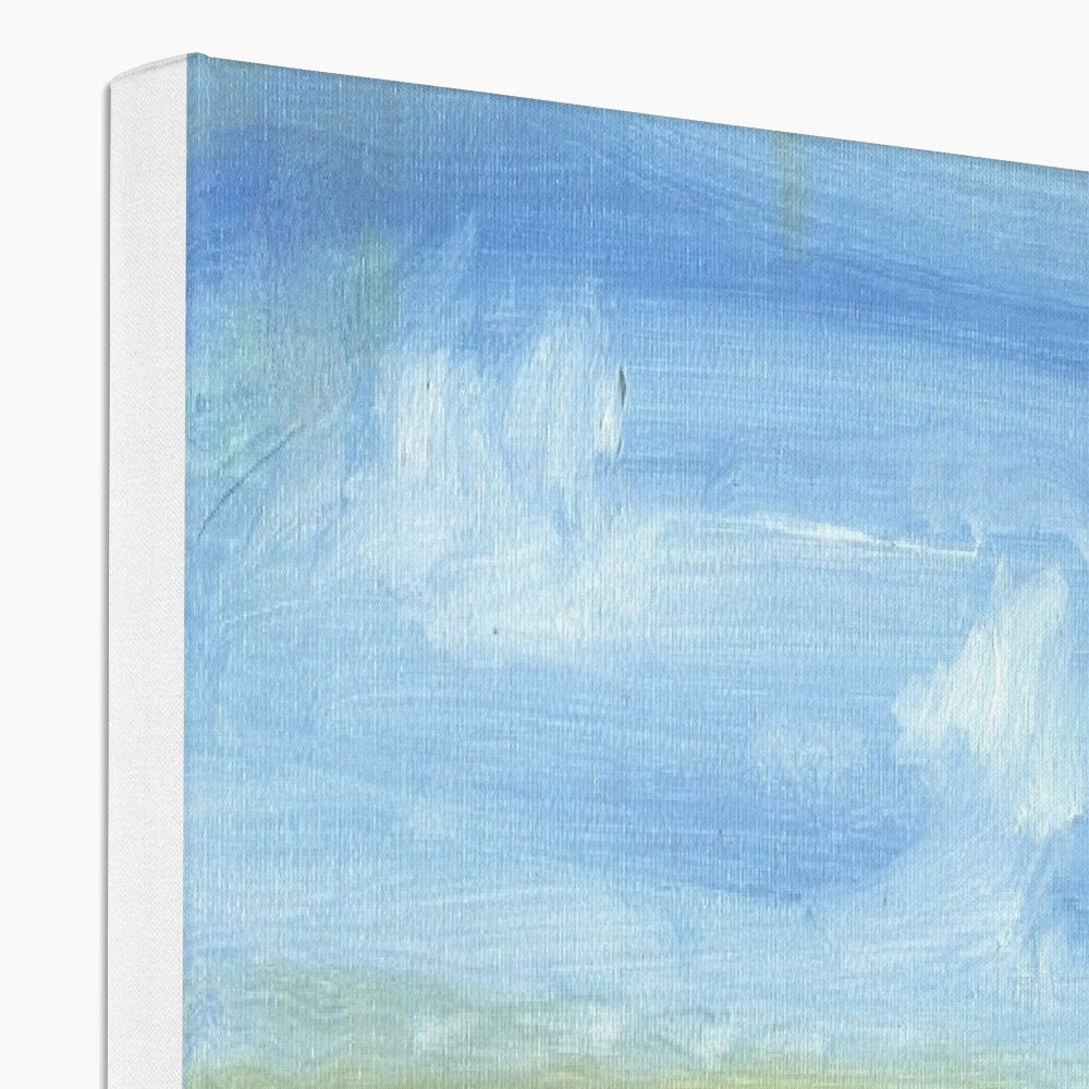 Tower Hill canvas: blue and white abstract painting with brushstrokes