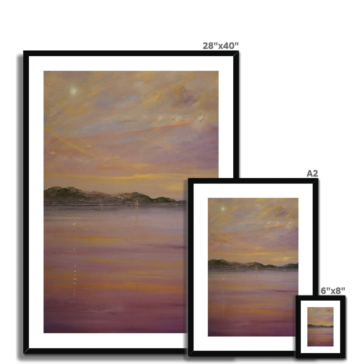 28x40 Framed Tranquil Clyde Sunset Landscape Painting