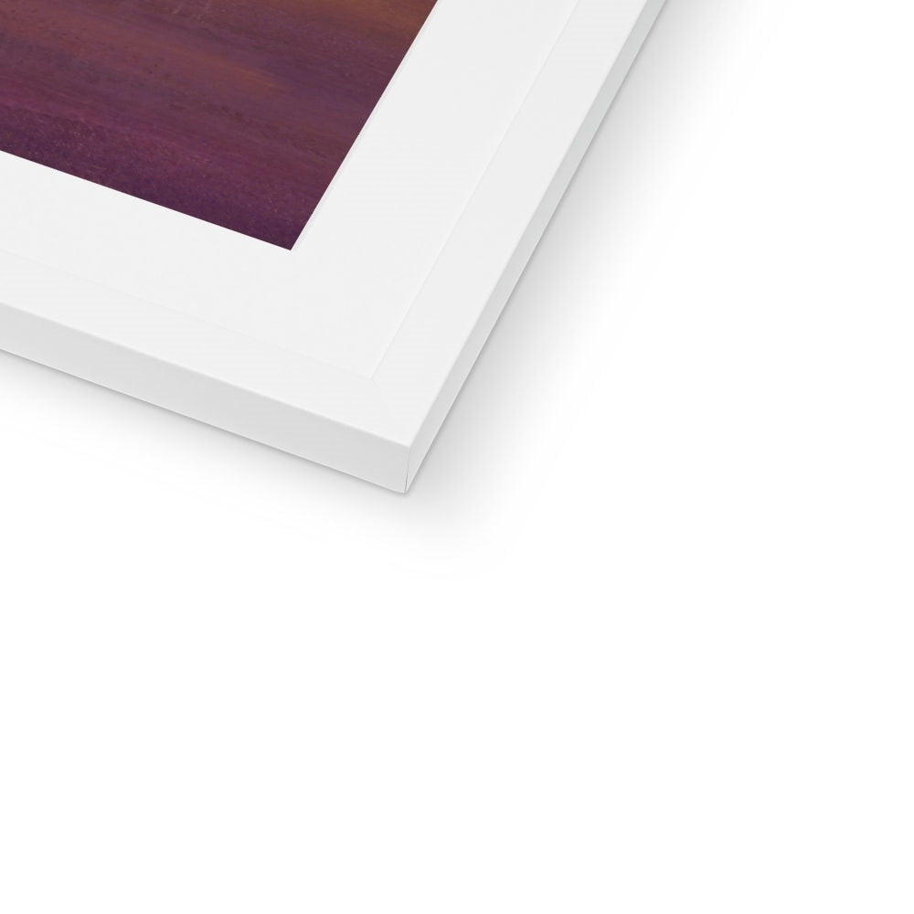 White matte frame with purple artwork in A Tranquil Clyde Art Prints