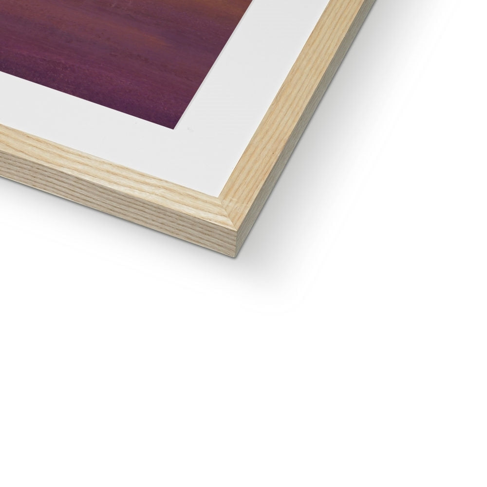 A Tranquil Clyde wooden frame with white mat and dark purple artwork