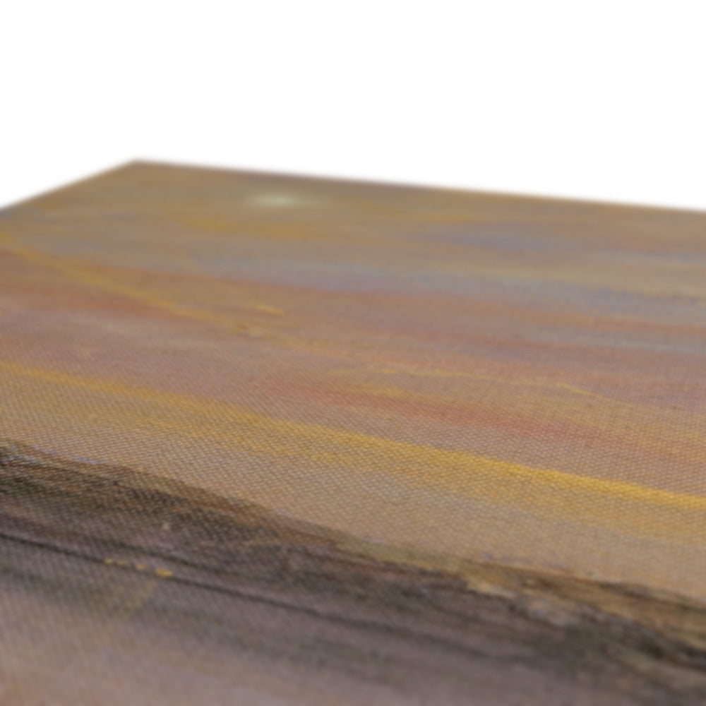 Yellow and brown striped wooden cutting board on Tranquil Clyde canvas print