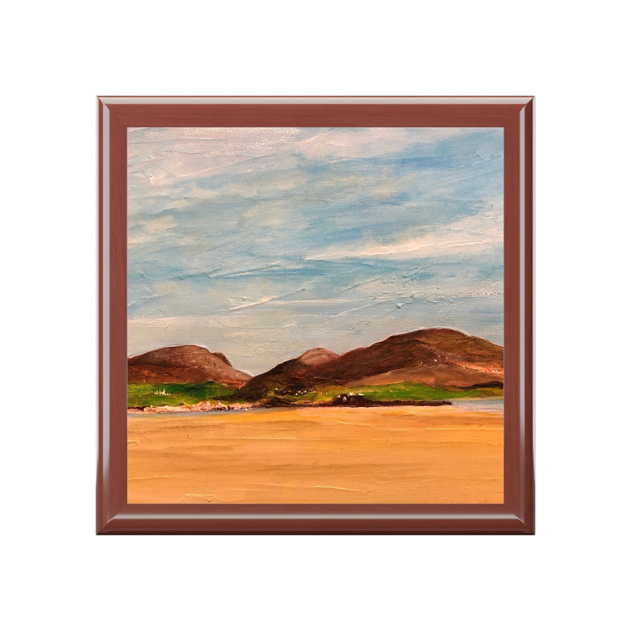 Serene Uig Sands Lewis coastal painting in Scotland jewellery box