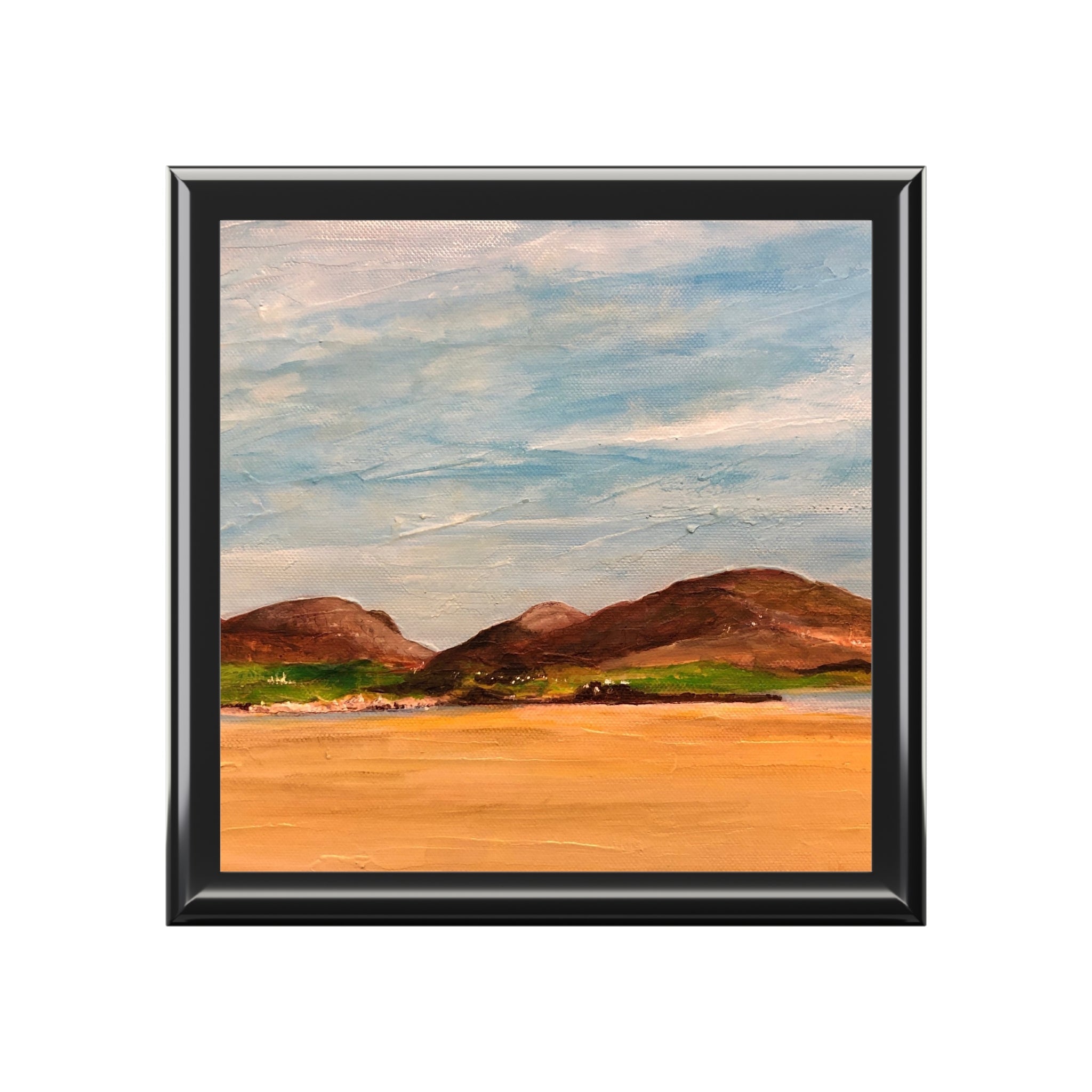 Serene Uig Sands Lewis coastal oil painting in jewelry box