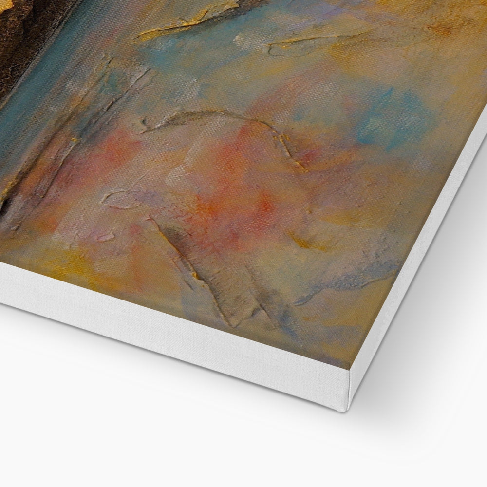 Pastel abstract Vallay Island North Uist canvas print in white frame