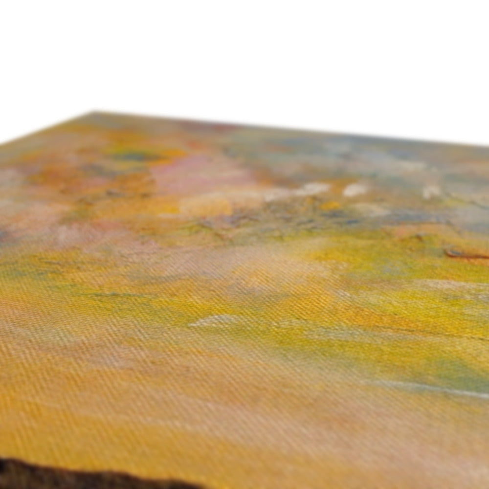 Yellow green abstract textured canvas print of Vallay Island North Uist