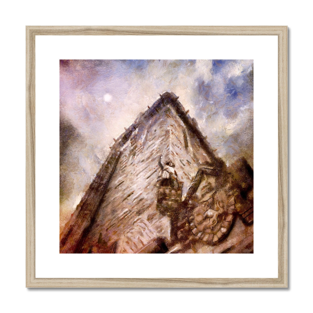 Wallace Monument Moonlight Framed & Mounted Print of stone building under dramatic sky
