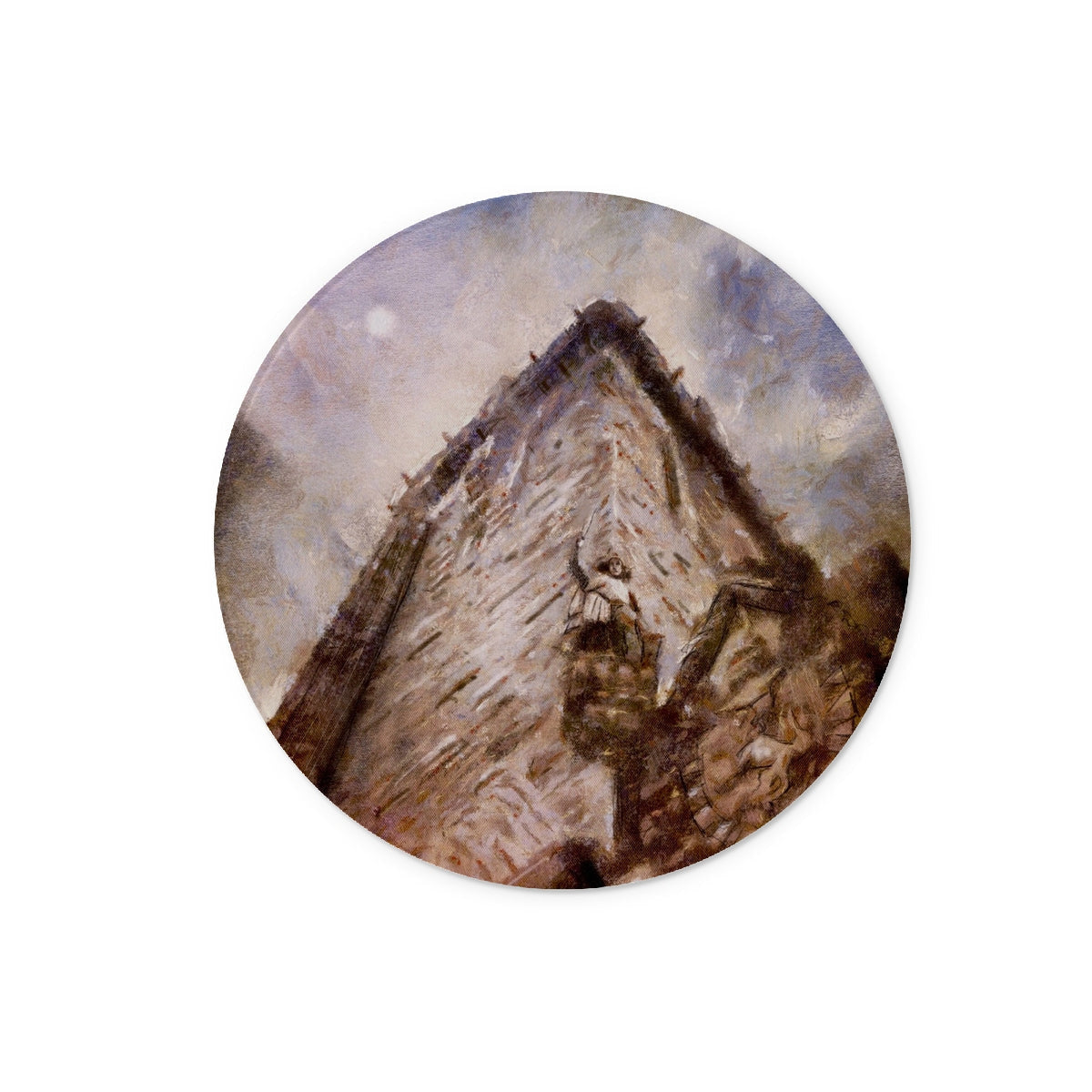 Oil painting of Wallace Monument under cloudy sky on Moonlight Glass Chopping Board