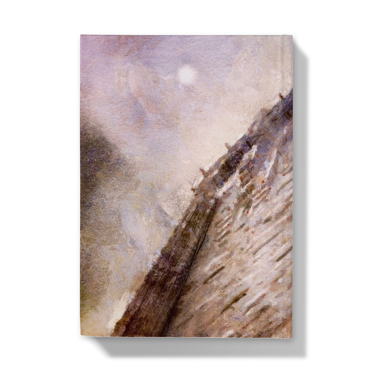 Vertical canvas print with abstract impressionist art featuring a diagonal and circular highlight