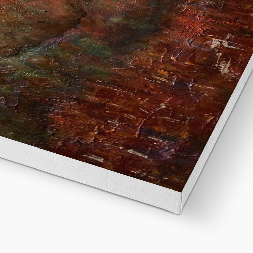 Close-up of abstract impasto canvas painting with earthy tones for The Wallace Monument From Stirling Castle Canvas