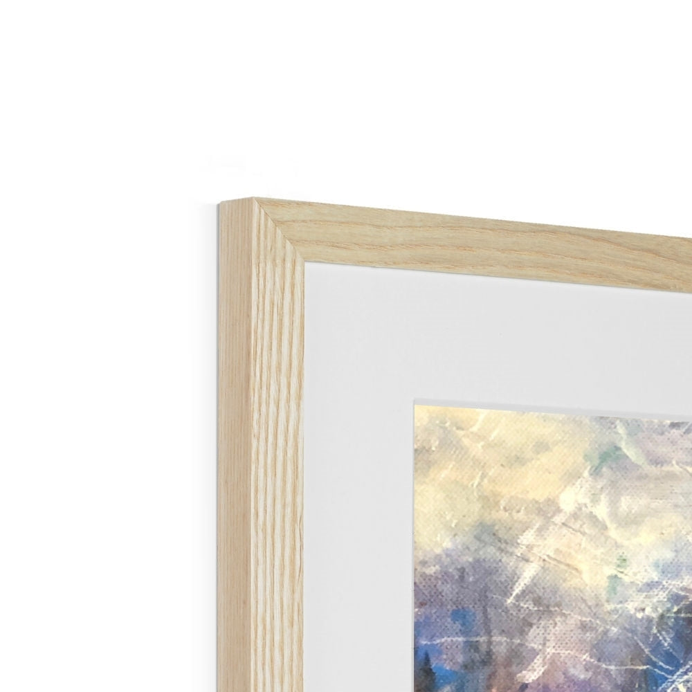 Natural wood frame with abstract painting of The Watchful Elephant Art Prints
