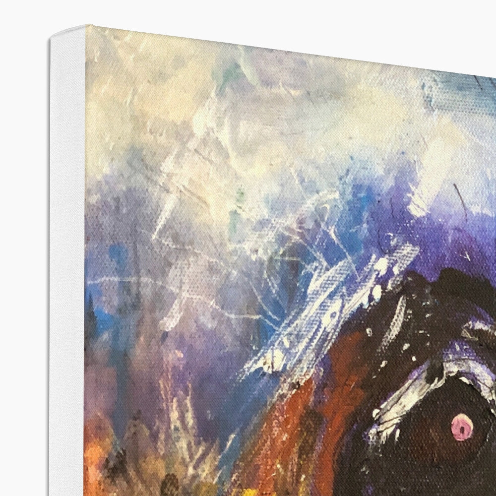 Vibrant abstract canvas painting with textured brushstrokes in The Watchful Elephant prints