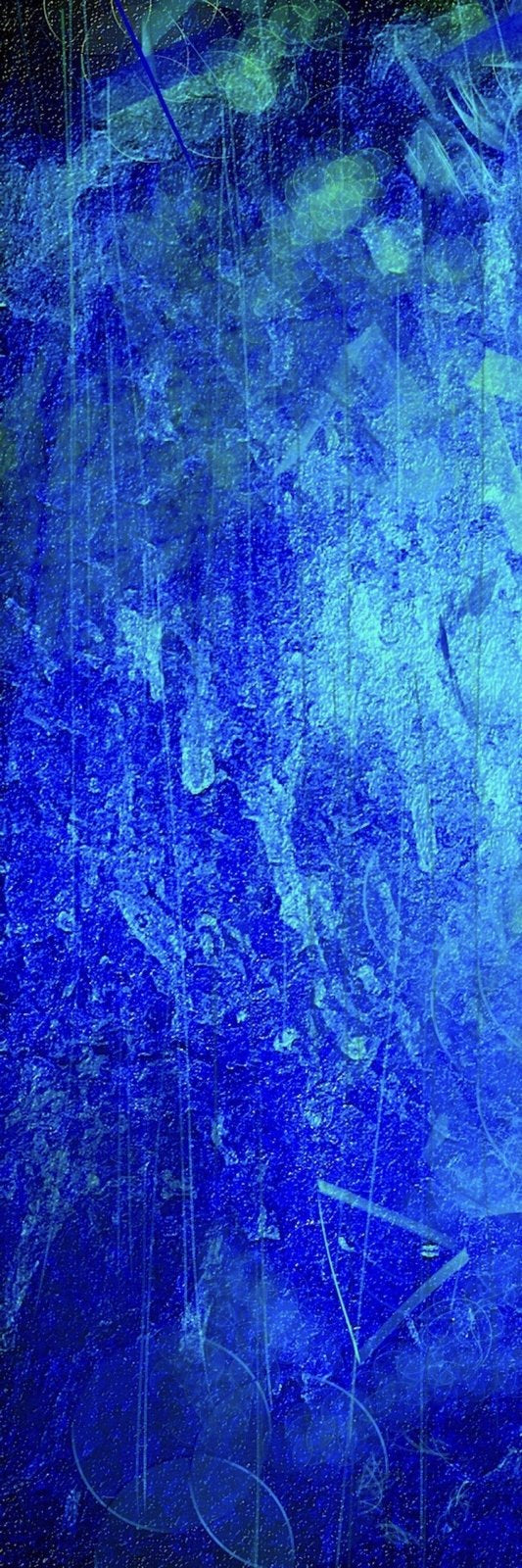 Abstract digital art with blue and teal colors for Waterfall Abstract Triptych Wall Art from Scotland