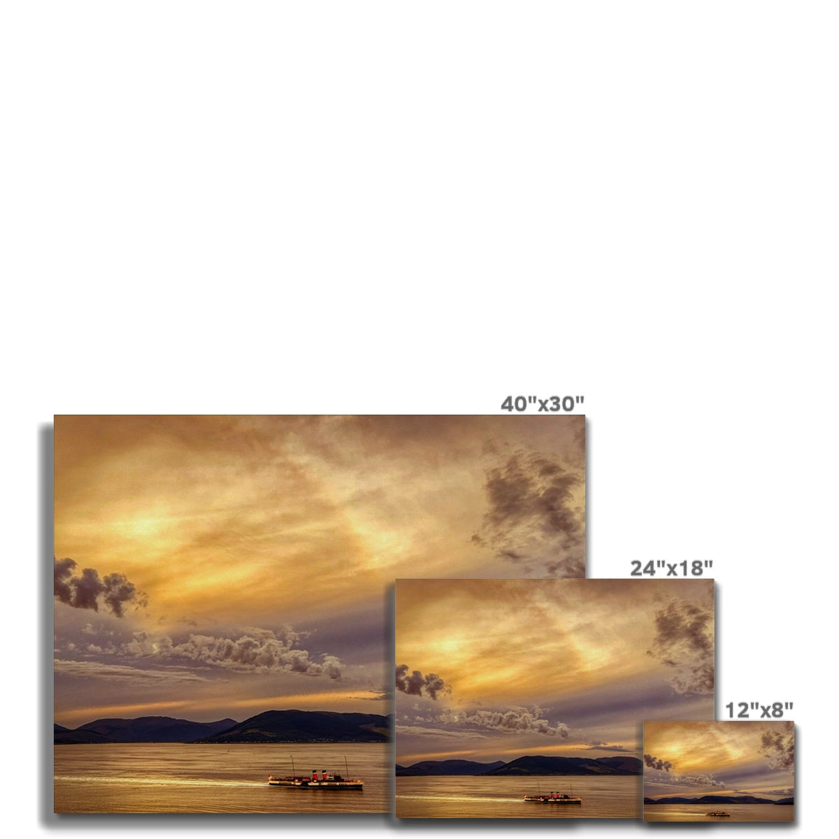40x30 inch canvas print of serene Waverley sunset on Clyde with golden hues