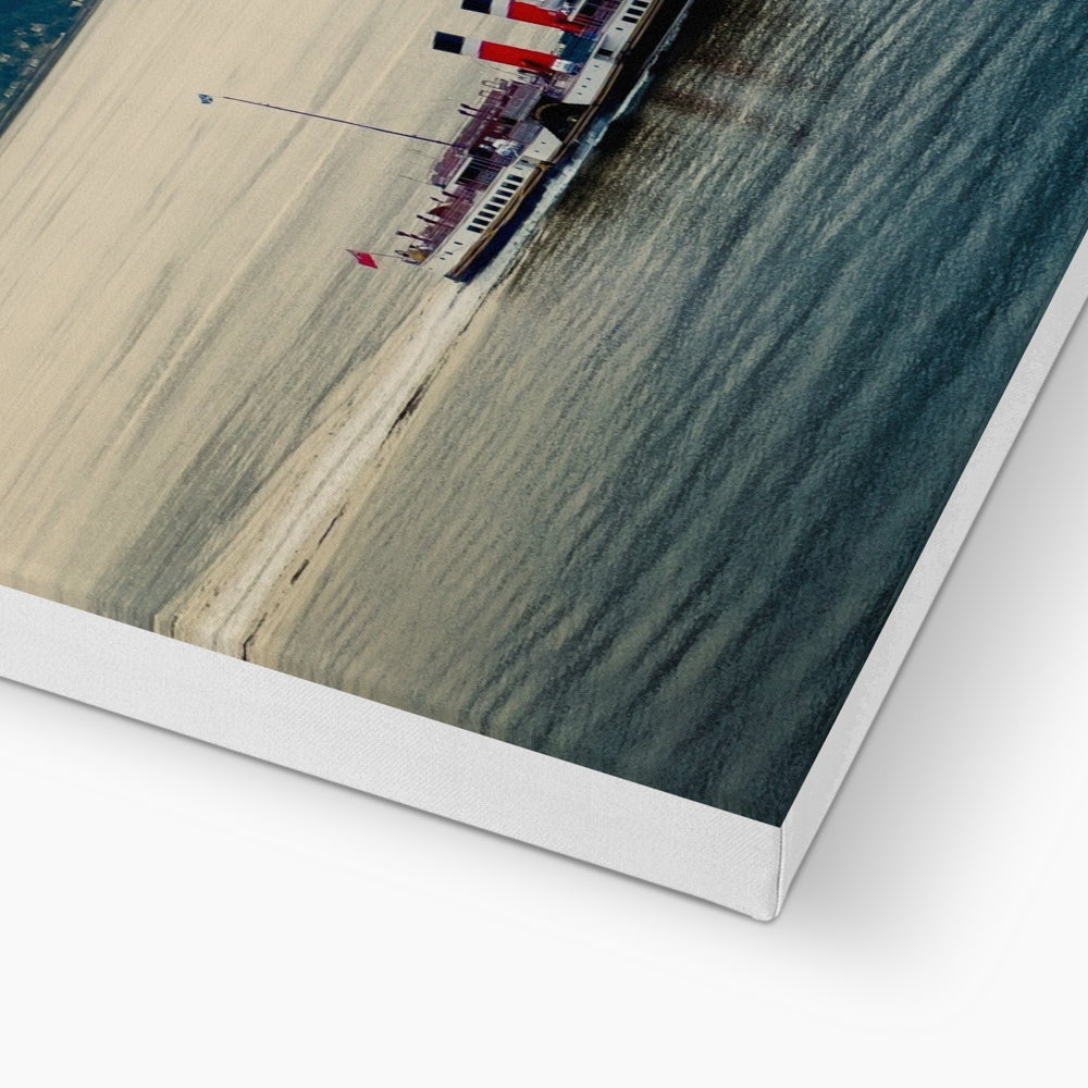 Red and white striped lighthouse model on black base, Waverley On The Clyde print