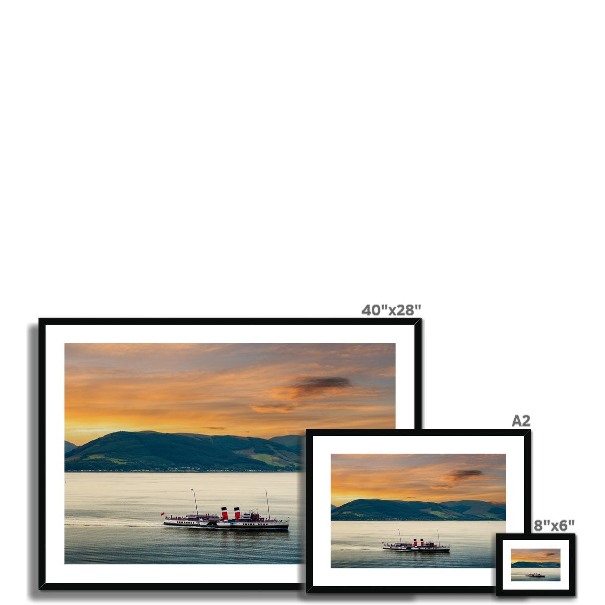 40x28 Framed Canvas Print of The Waverley Steamship at Sunset