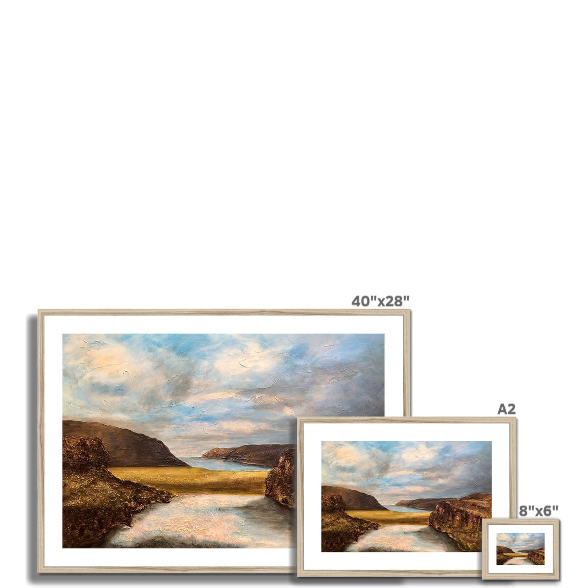 Beige-framed Westfjords Iceland art print of coastal landscape