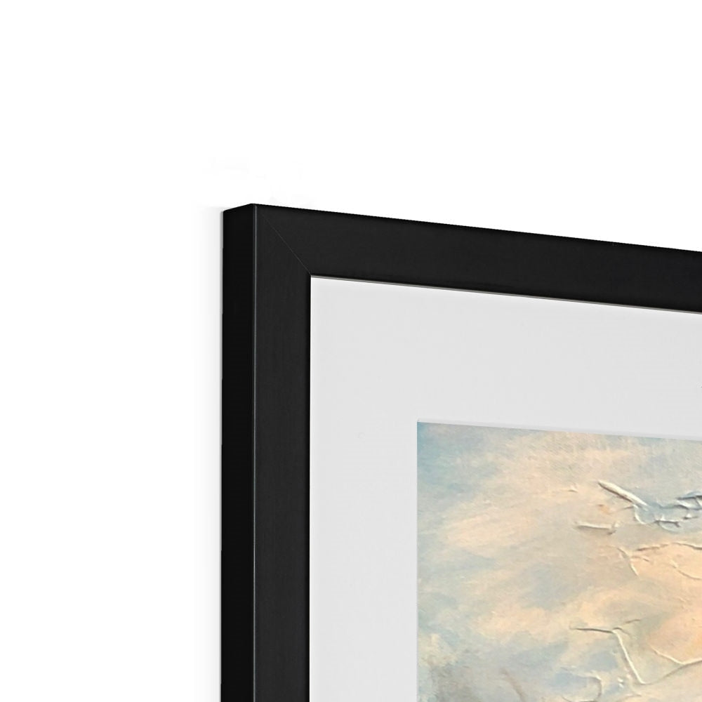 Black framed abstract Westfjords Iceland art print in beige and light blue