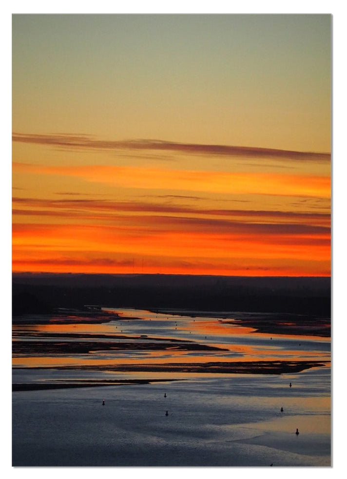 Impression d'art du lever du soleil sur la rivière Clyde