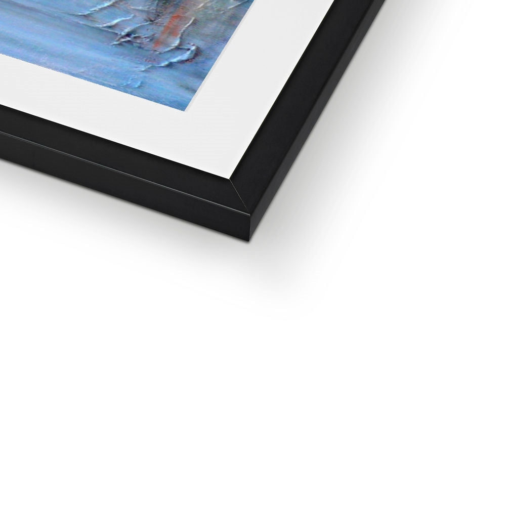 Winter in Amsterdam abstract art print in black frame with white mat