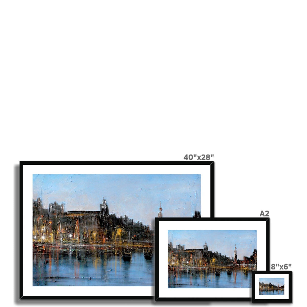 Winter in Amsterdam 40x28 black-framed canvas cityscape print